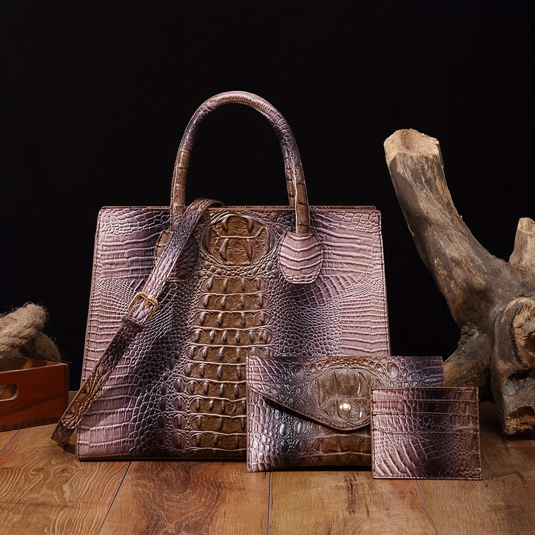Cavalli Croc Bag Set
