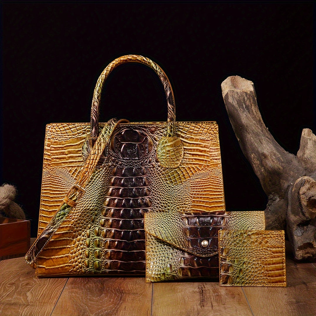 Cavalli Croc Bag Set