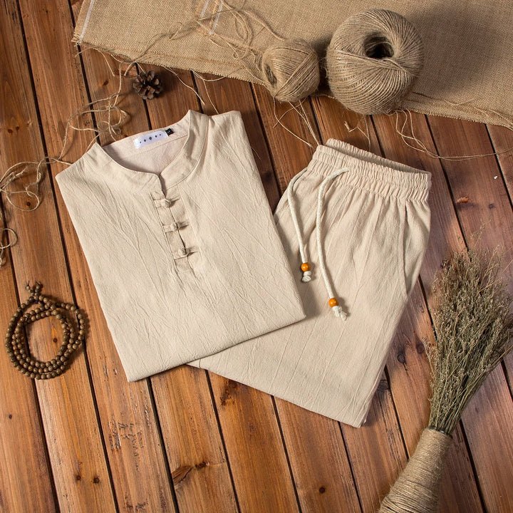 Julian Open-Collar Linen Shirt Set