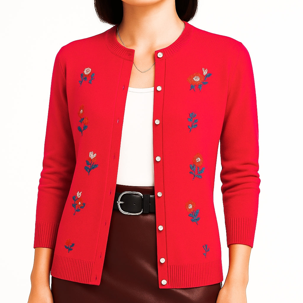 Alessia Flower Stitch Cardigan