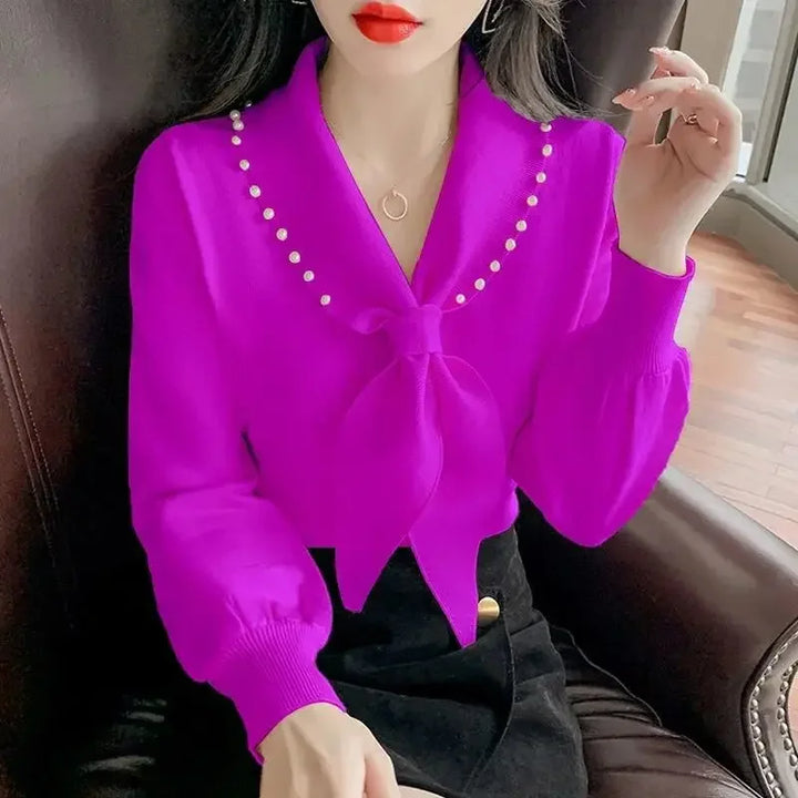 Livia Pearl Tie Blouse