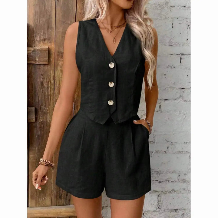 Zarelle Linen Vest Set