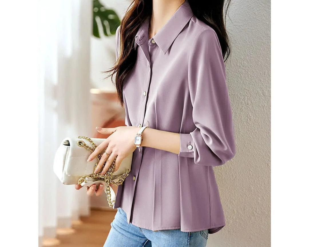Selvyn Pleated Button Blouse