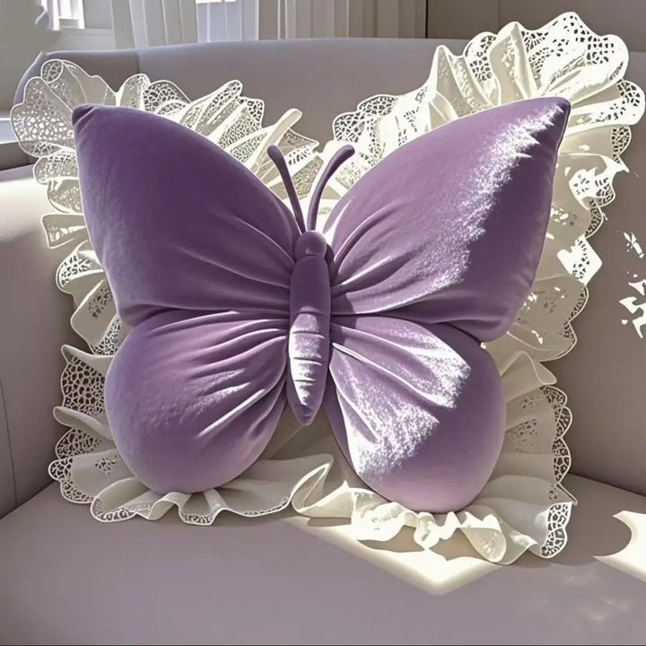 Lila Plush Butterfly Pillow