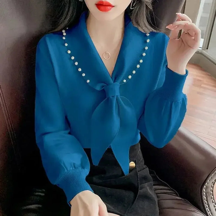 Livia Pearl Tie Blouse