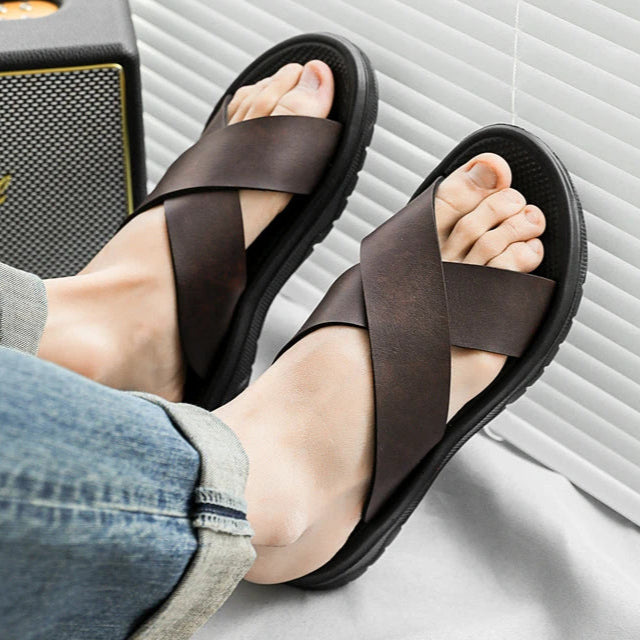 Mavrin Cross Leather Sandals