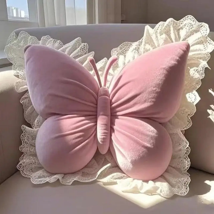 Lila Plush Butterfly Pillow
