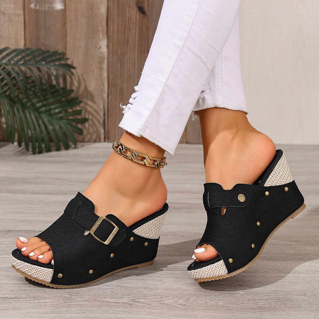 Mireya Open Mule Wedges
