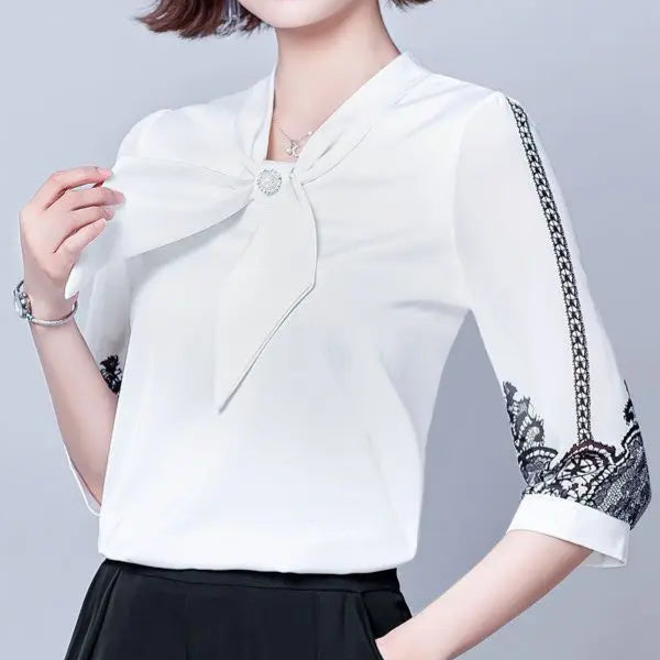 Clarisse Pearl Bow Blouse
