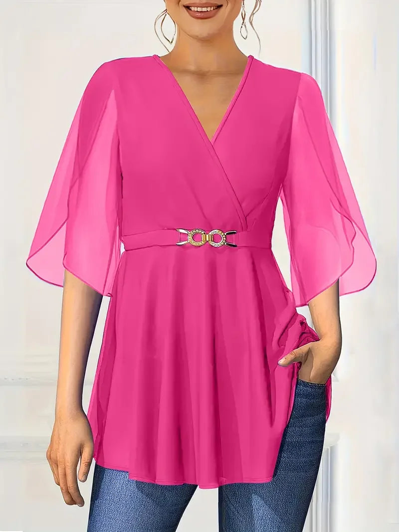 Amara Chiffon Belted Blouse