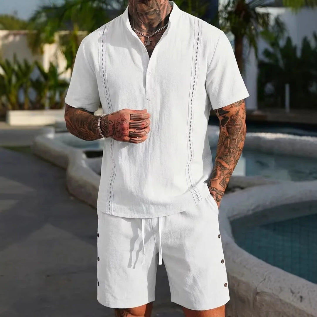 Keaton Cropped Linen Shorts Set