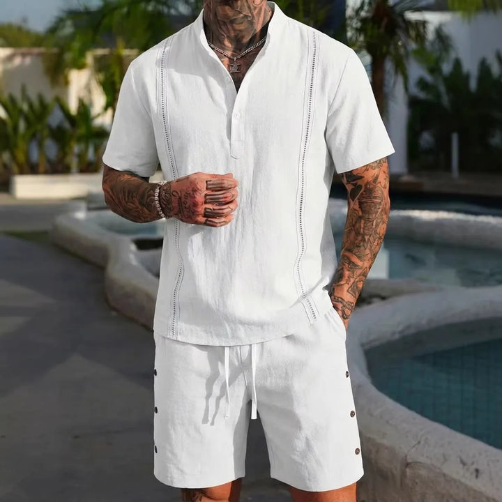 Keaton Cropped Linen Shorts Set