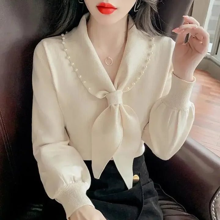 Livia Pearl Tie Blouse
