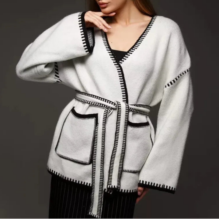 Audrey Contrast Belt Cardigan