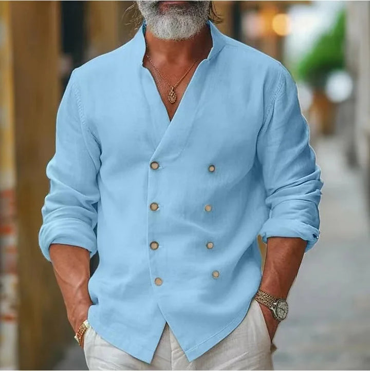 Matteo Double-Breast Linen Shirt