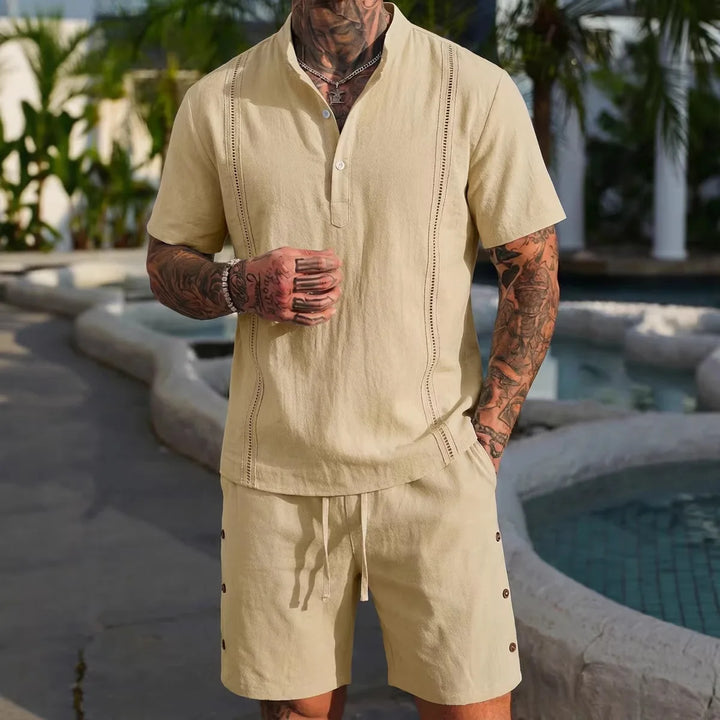 Keaton Cropped Linen Shorts Set