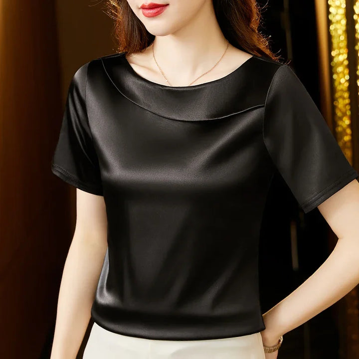 Vivara Satin Fold Collar Blouse