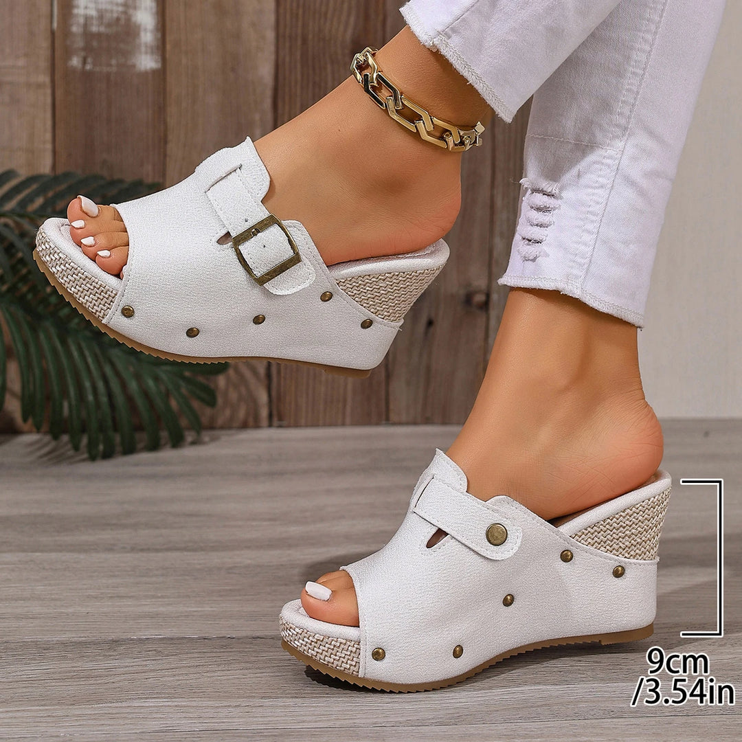 Mireya Open Mule Wedges