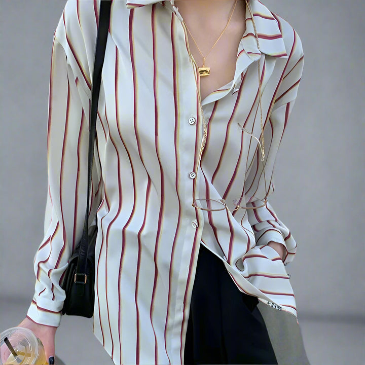 Norvia Silk Stripe Top