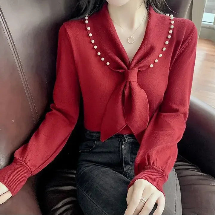 Livia Pearl Tie Blouse