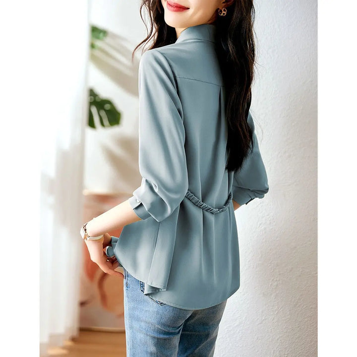 Selvyn Pleated Button Blouse