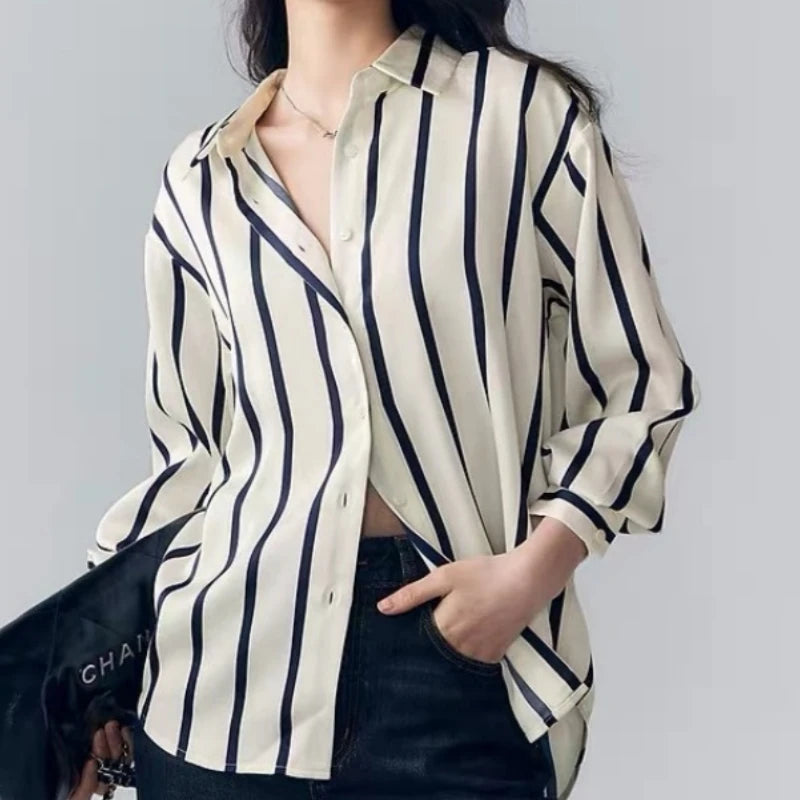 Norvia Silk Stripe Top