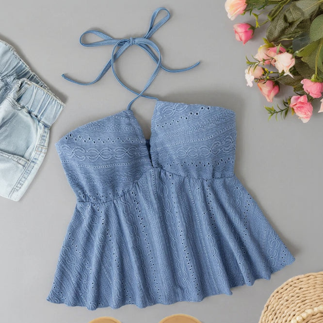 Aria Eyelet Halter Top
