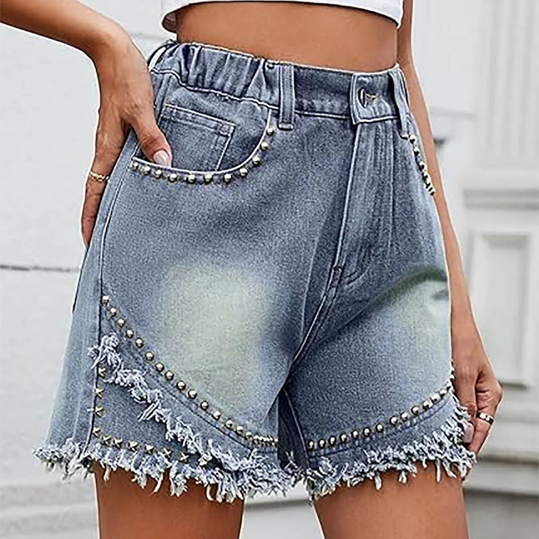 Azelina Denim Studded Shorts