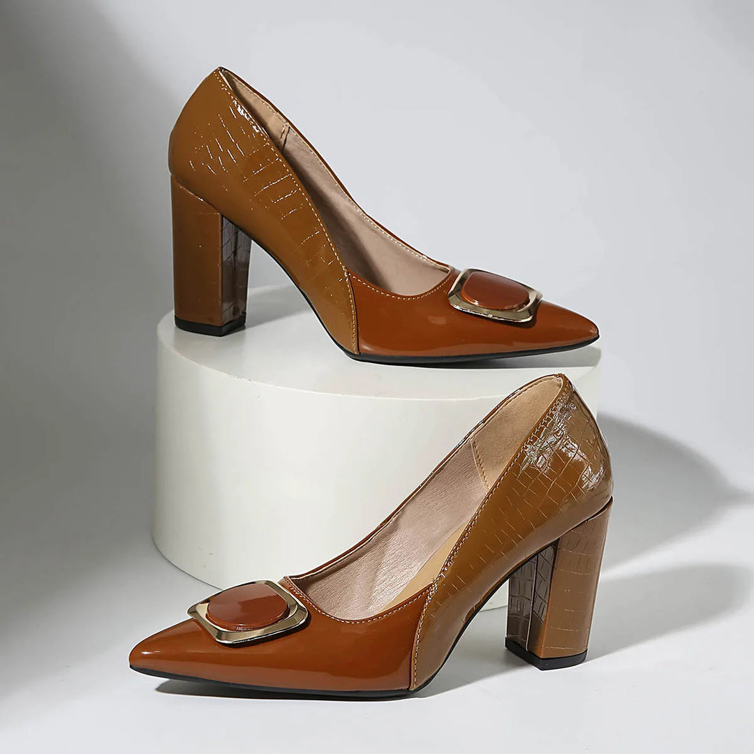 Alessia Leather Buckle Heels