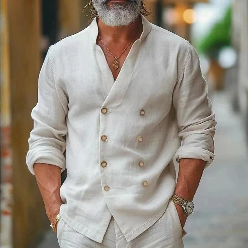 Matteo Double-Breast Linen Shirt