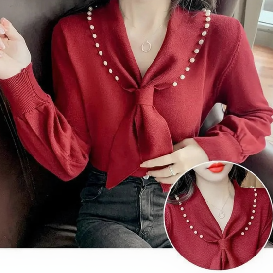 Livia Pearl Tie Blouse