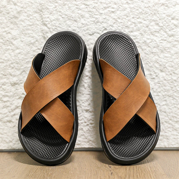 Mavrin Cross Leather Sandals