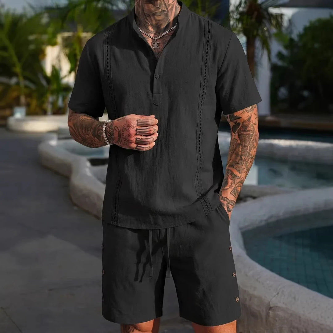 Keaton Cropped Linen Shorts Set