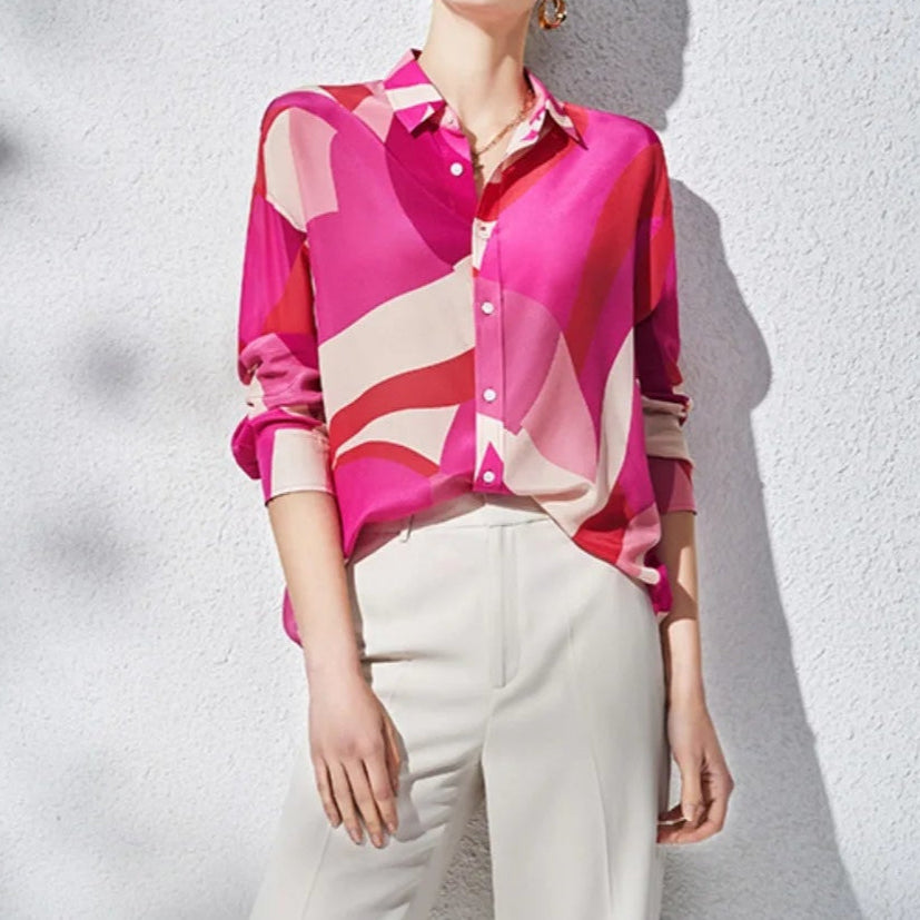 Amara Abstract Silk Blouse
