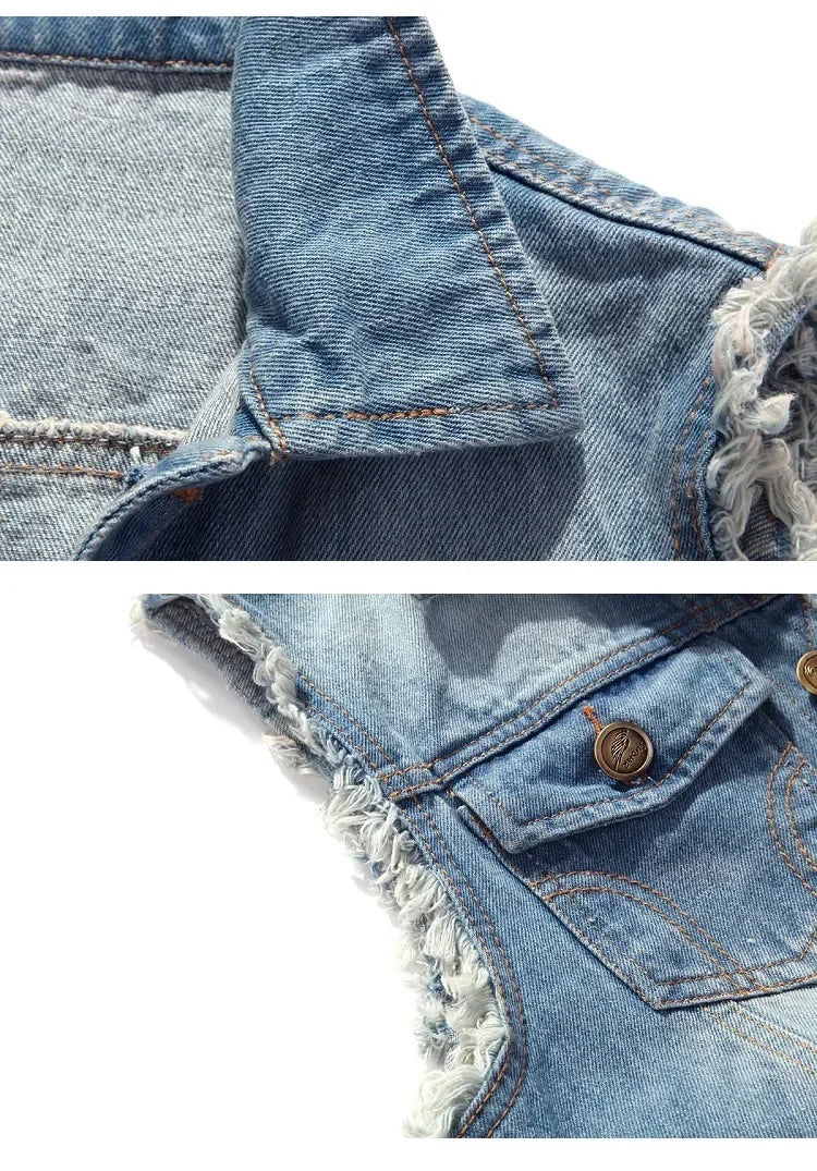 Hugo Shredded Denim Vest