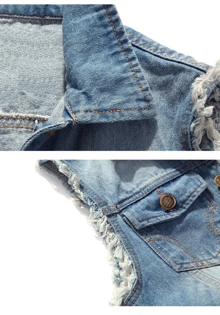 Hugo Shredded Denim Vest