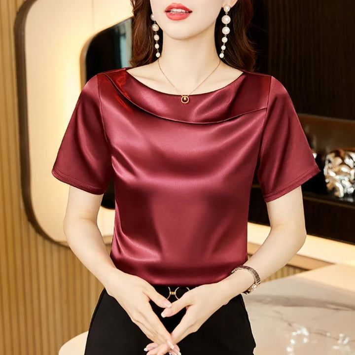 Vivara Satin Fold Collar Blouse