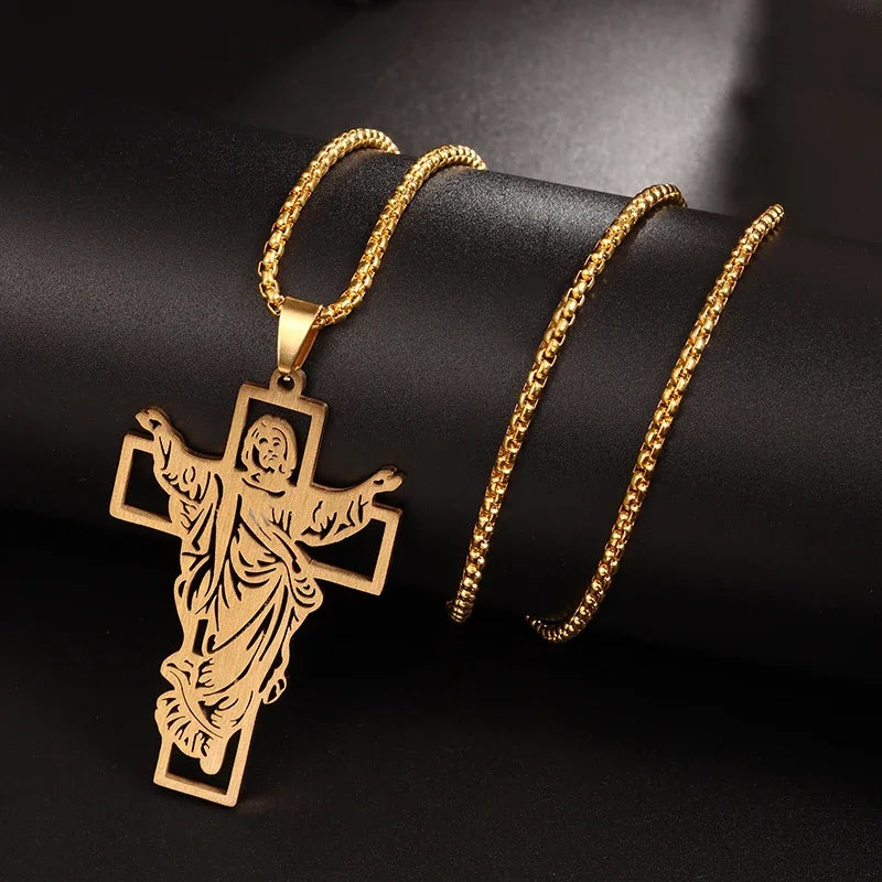 James Carved Crucifix Chain