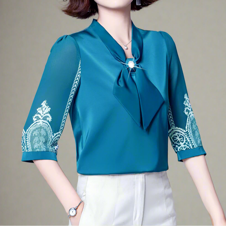 Clarisse Pearl Bow Blouse