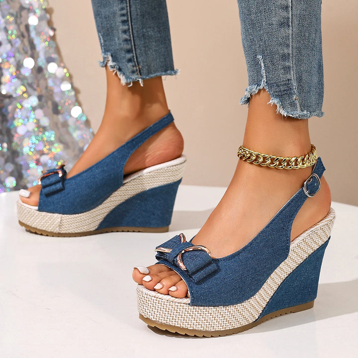 Elvara Bow Strap Wedges