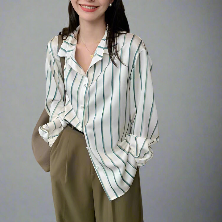 Norvia Silk Stripe Top