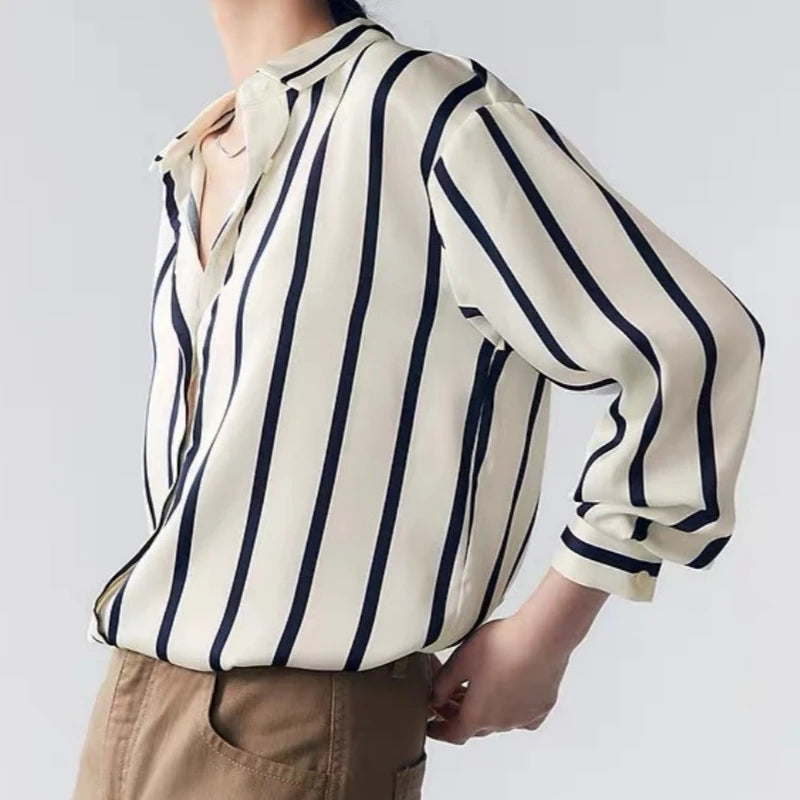 Norvia Silk Stripe Top