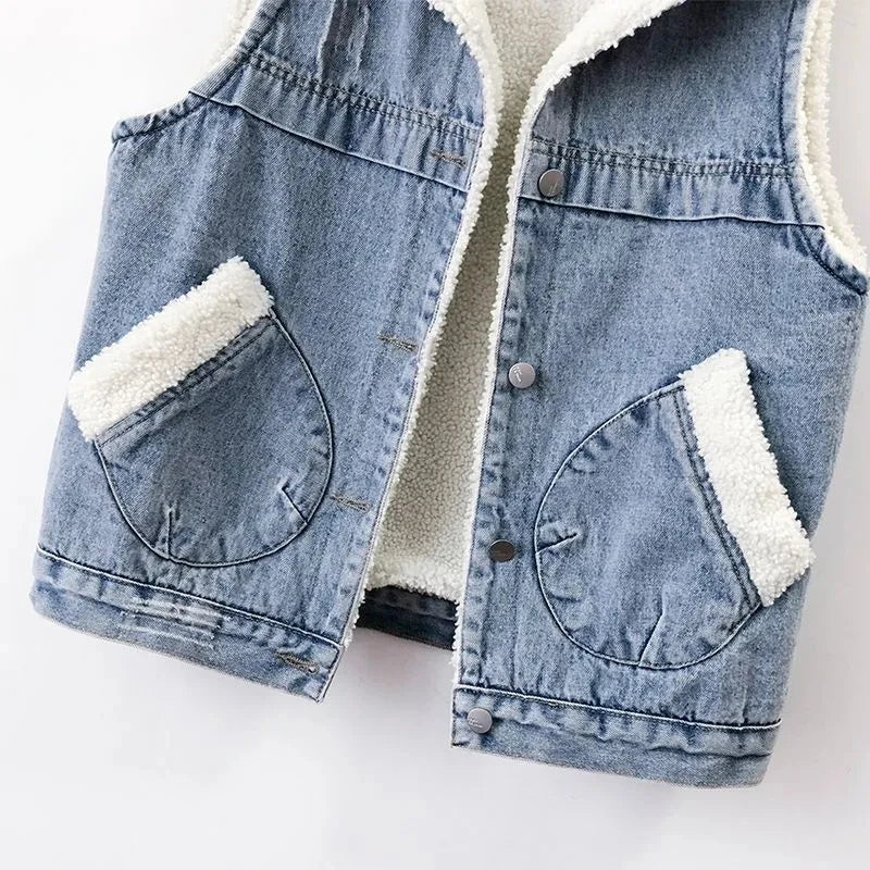 Denim Sherpa-Lined Gilet