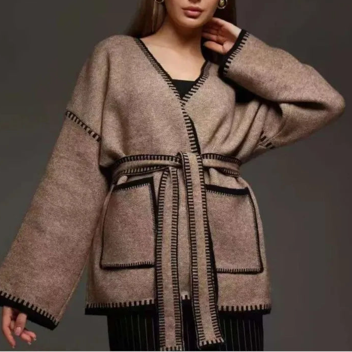 Audrey Contrast Belt Cardigan