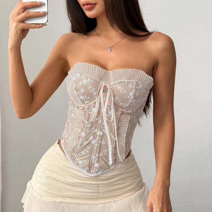 Adelina Satin Bustier Top