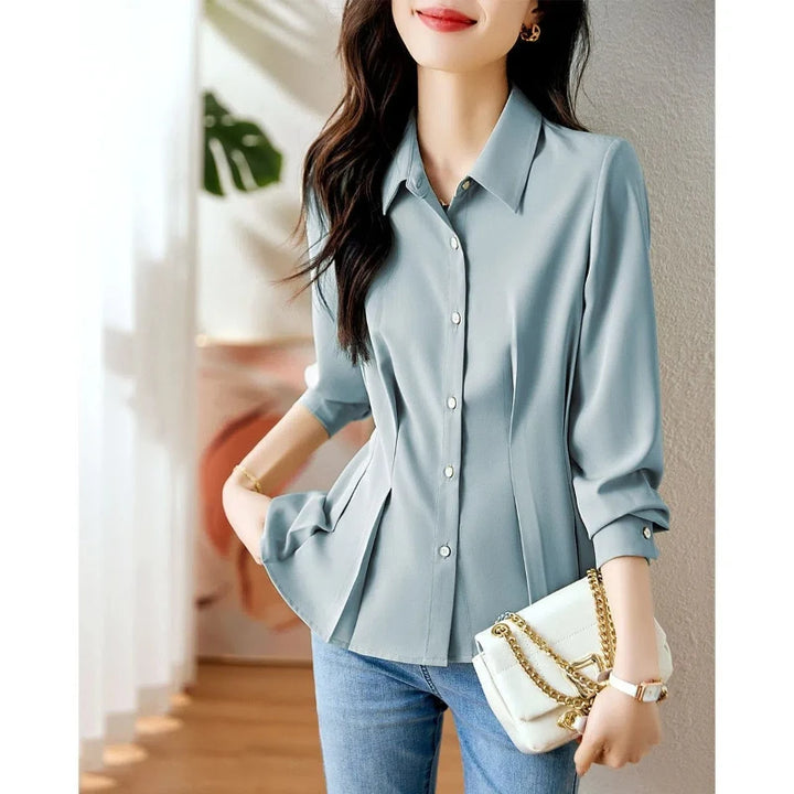 Selvyn Pleated Button Blouse