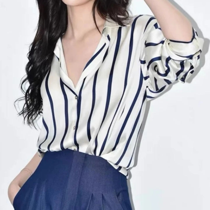 Norvia Silk Stripe Top