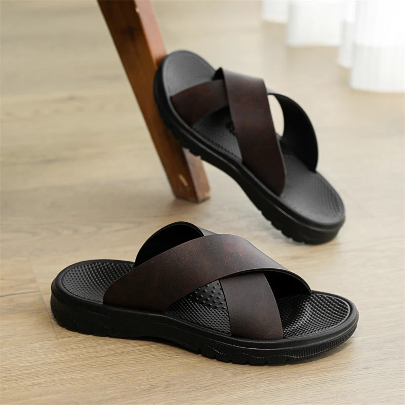Mavrin Cross Leather Sandals
