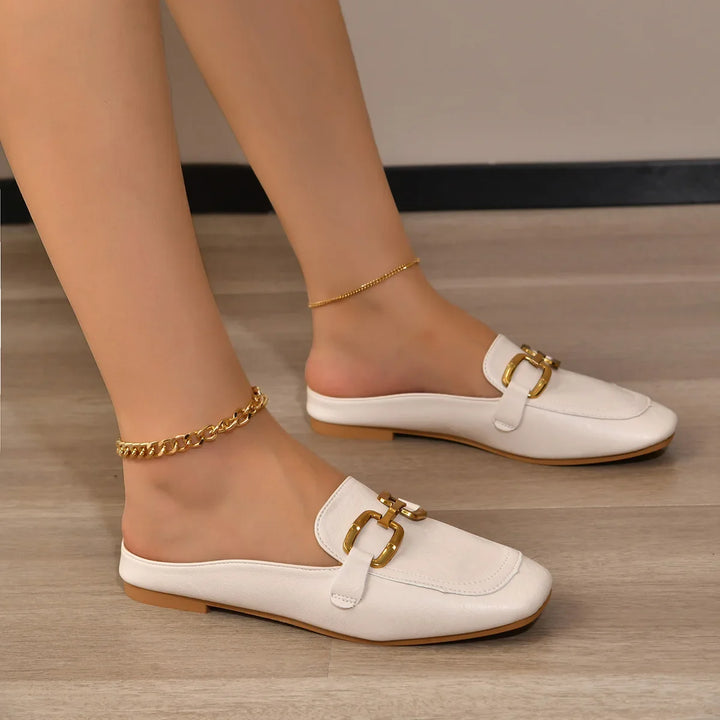 Noraya Gold Buckle Loafers