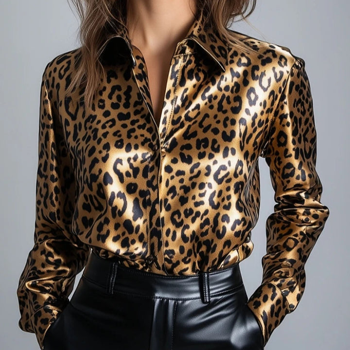 Elvina Satin Leopard Top